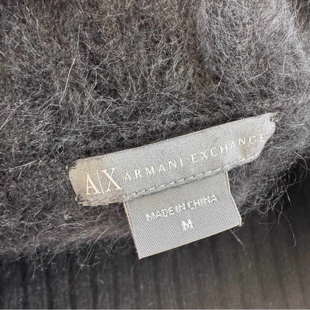 Armani Exchange Black On Off Shoulder Rabbit Hair Sweater Angora Fur M - Picture 4 of 10